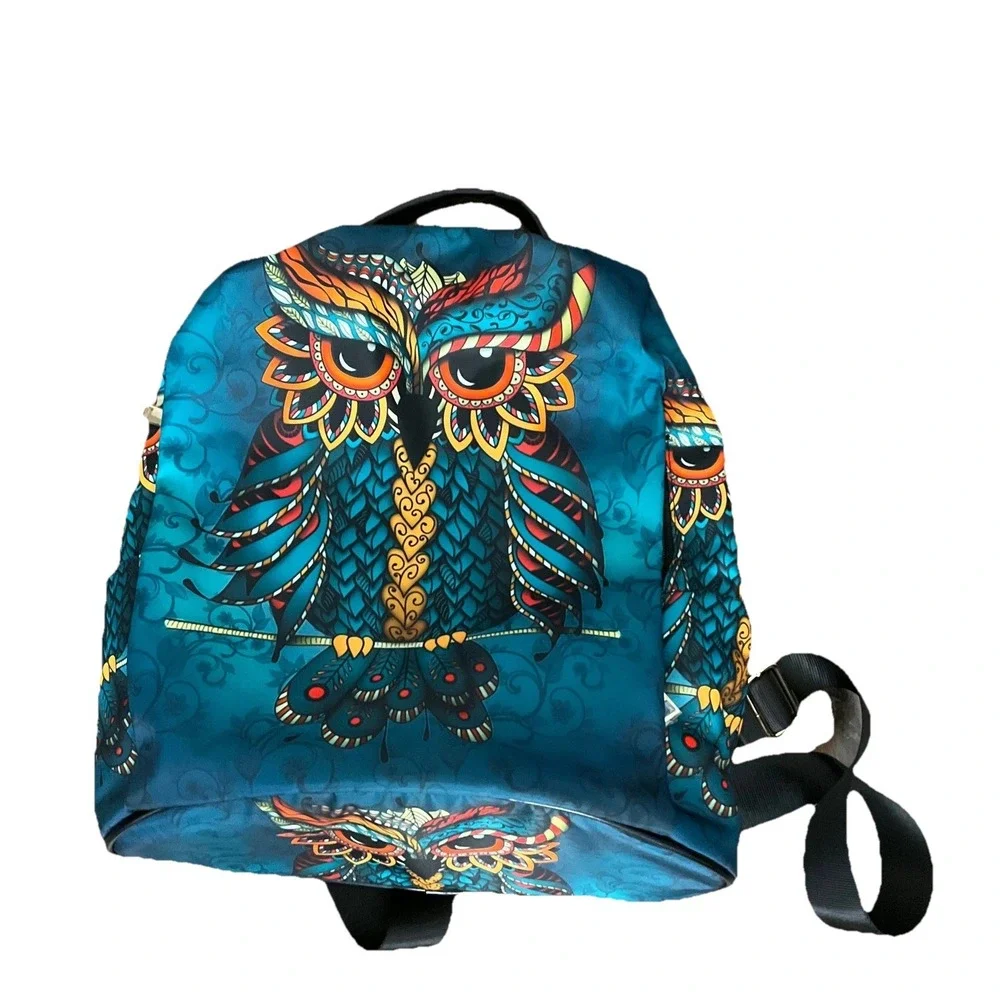 Artsy Owl Backpack Multicolor Adjustable Straps Fashion Travel Bag‎